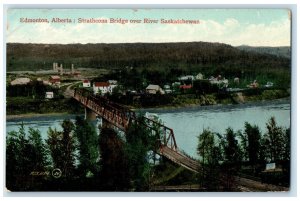 1910 Edmonton Alberta Canada Strathcona Bridge River Saskatchewan RPO Postcard