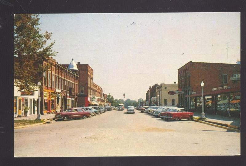 UNION CITY MICHIGAN DOWNTOWN STREET SCENE 1950's CARS VINTAGE POSTCARD STORES