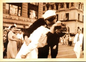 Military World War II Sailor Kissing Nurse In Times Square