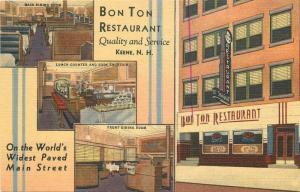 1930s Keene New Hampshire Bon Ton Restaurant Advertising Linen Postcard
