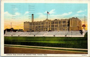 1940s Lehman High School and Athletic Field Canton Ohio Postcard