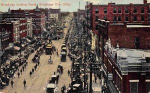 Broadway Looking North Oklahoma City OK 1910c postcard