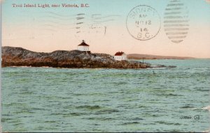 Victoria BC Trial Island Light Vancouver Island c1914 Sidney Cancel Postcard E82