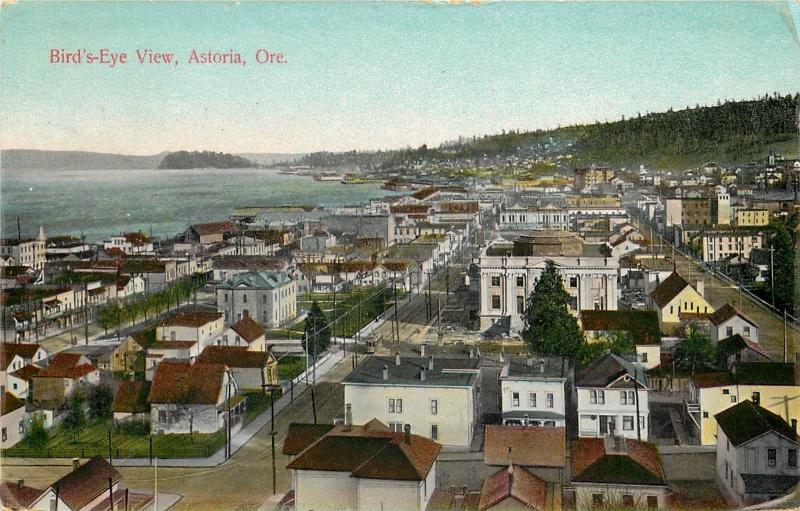 c1910 Printed Postcard; Birdseye View Astoria OR Clatsop County Posted