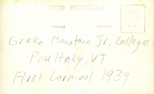 VT - Poultney. Green Mountain Jr College, 1st Winter Carnival, 1939  RPPC