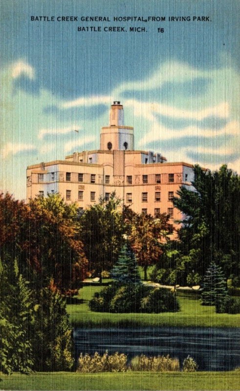 Michigan Battle Creek General Hospital From Irving Park 1940