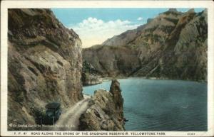 Yellowstone National Park Road Along Shore YP 41 c1920 Postcard