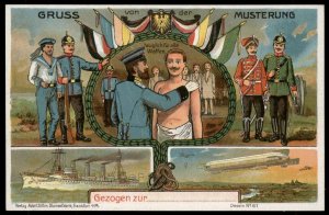 Germany WWI Zeppelin Patriotic Recruiting Cover UNUSED Gruss von der Muste 97863