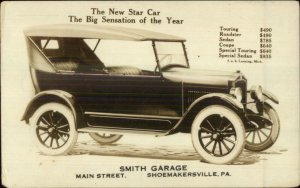 Shoemakersville PA Smith Garage NEW STAR CAR Advertising Real Photo Postcard