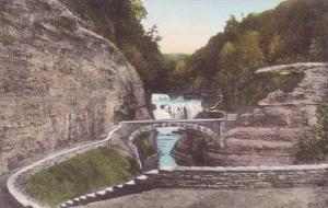 New York Letchworth State Park No 51 Lower Falls Bridge Over Genesee River Go...