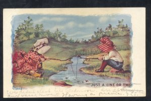 HH TAMMEN 1905 #832 SUNBONNET SUE FISHING AUXVASSE MISSOURI VINTAGE POSTCARD