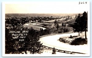 RPPC RAPID CITY, South Dakota SD ~ Birdseye SKYLINE DRIVE 1940s Bell Postcard