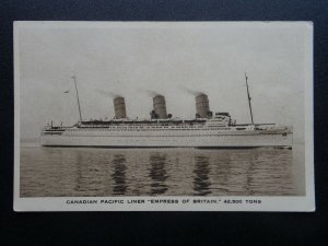 Shipping CANADIAN PACIFIC LINER Empress of Britain 42000 Tons c1930's Postcard