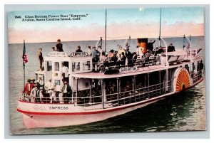 Vintage 1920's Postcard Glass Bottom Power Boat Empress Santa Catalina Island CA