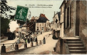 CPA AK CHATILLON-sur-SEINE Quartier des Cordeliers TRAM VAPEUR (977402)