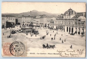 Nice Alpes-Maritimes France Postcard The Casino Place Masséna 1904 Posted