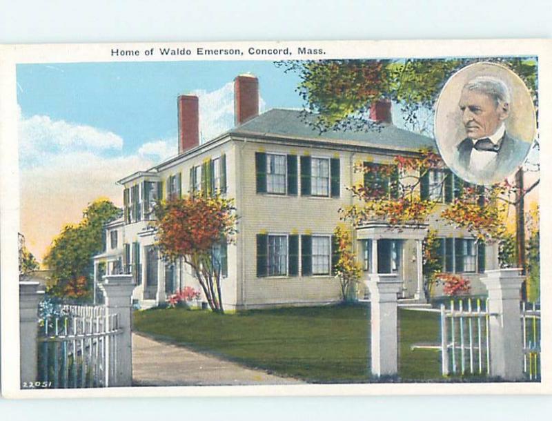 Unused W-Border HISTORIC HOME Concord - Boston Massachusetts MA d0933