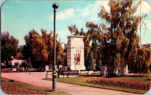 Vintage 50s War Memorial Postcard Central Park Calgary Alberta Stampede City