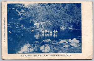 Vtg Fitchburg Massachusetts MA Old Swimming Hole Falulah Brook 1900s Postcard