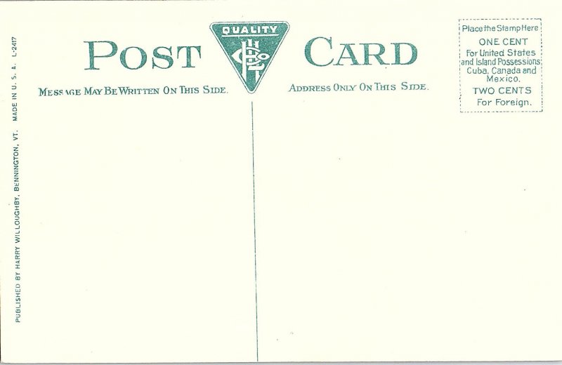 Postcard MONUMENT SCENE Bennington Vermont VT AI4681