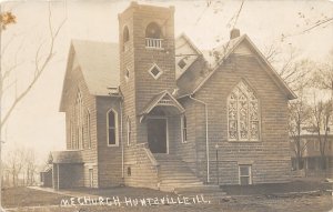 H99/ Huntsville Illinois RPPC Postcard c1910 M.E. Church Building 38