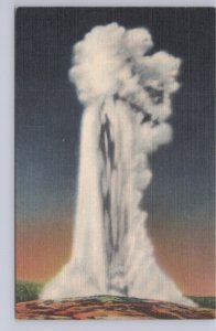 Old Faithful Geyser, Yellowstone National Park, Wyoming, Linen Postcard #2