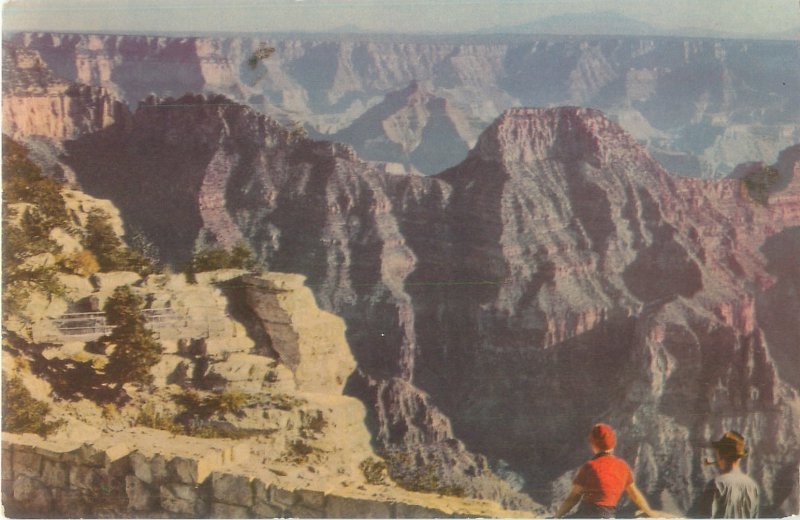 Grand Canyon Arizona From North Rim, Woman in Red Hat, Top Unused Chrome