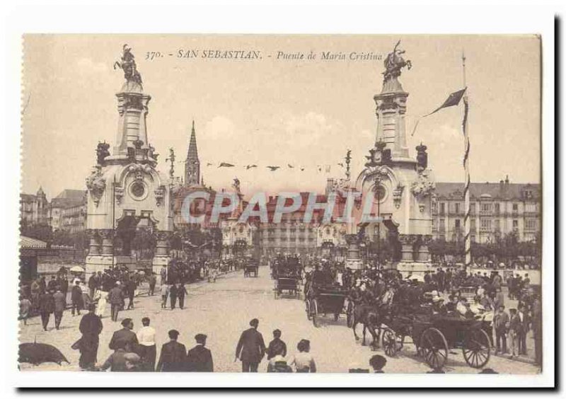 Spain San Sebastian Old Postcard Puente MAria Cristina