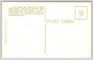 Interior~Astoria Oregon~Bumble Bee Seafoods~Salmon Packing Scene~1950s Postcard