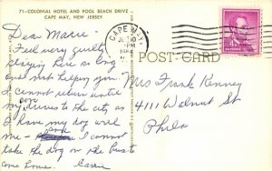 Colonial Hotel and Pool Beach Drive Cape May, New Jersey Postcard