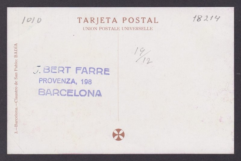 SPAIN, Vintge postcard, Barcelona, The Cathedral