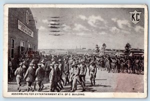 1918 Assembling For Entertainment At K Of C Building Alexandria VA Postcard