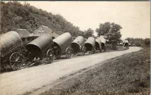 RPPC Convoy of Oxon Carts Likely Philippines Real Photo c1915 Postcard W4