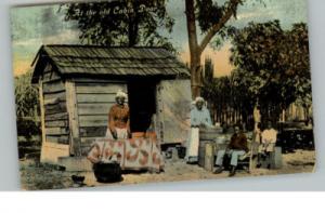 BLACK AMERICANA Family at Old Shack c1910 Postcard