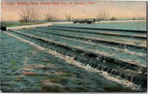 Settling Basin, Omaha Water Company at Florence NE c1912 Vintage Postcard D08