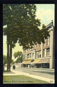 Amesbury, Massachusetts/MA/Mass Postcard, Early View Of Wilman Block