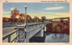 Davenport St. Bridge, Rhinelander, Wisconsin, Early Linen Postcard, Unused