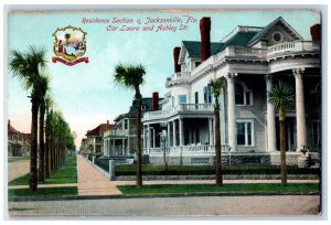 c1910 Corner Laura Ashley Street Residence Section of Jacksonville FL Postcard