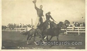 Rodeo Scene Western Cowboy, Cowgirl Writing On Back very small crease left to...