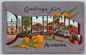 Large Letter Greetings From  Birmingham  Alabama 1941 Postcard