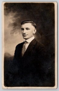 RPPC Pottsville PA Dapper Young Man Portrait Mack & Bro Studio Postcard H26