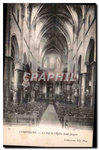 Old Postcard Compiegne The Nave of the Church of Saint Jacques