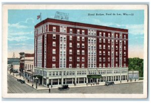 1927 Hotel Retlaw Exterior Building Classic Cars Fond Du Lac Wisconsin Postcard