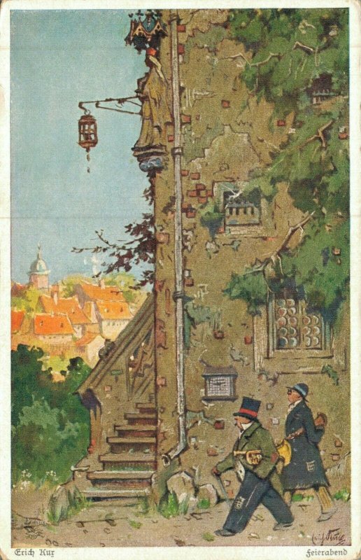 Artist Signed Erich Kur Feierabend Postcard 04.59 