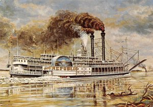 Grand Republic River Steamship, Excursion Boat Painting Ferry Boat Ship 