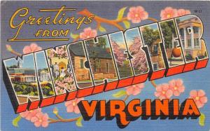 C41/ Winchester Virginia Va Large Letter Greetings from Winchester Postcard