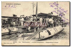 Old Postcard Boat War Against The Sarbacane destroyer Inspectorate edge