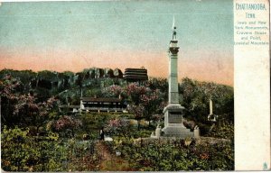 Tucks 2462 Chattanooga TN Monuments, Cravens House Point Vintage Postcard G70