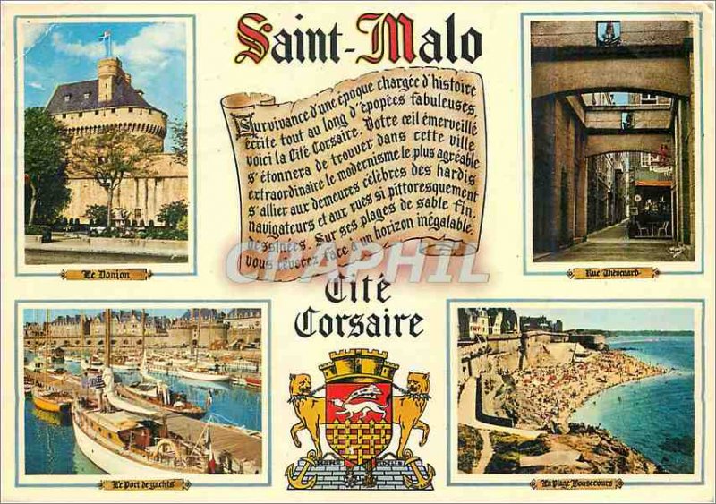 Postcard Modern Brittany coast Emerald Saint Malo Corsair quotes