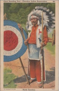 Postcard Native American Chief Standing Deer Cherokee Indian Reservation NC